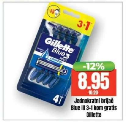 Jednokratni brijač Blue III 3+1 kom gratis Gillette