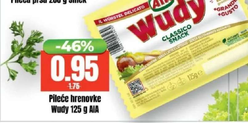 Pileće hrenovke Wudy 125 g AIA