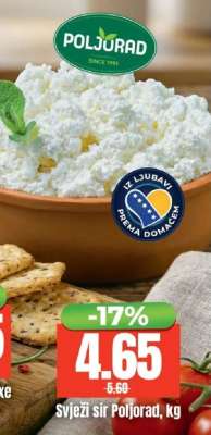 Svježi sir Poljorad, kg