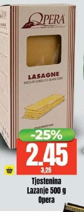 Tjestenina Lazanje 500 g Opera