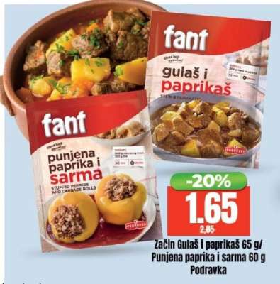 Začin Gulaš i paprikaš 65 g/ Punjena paprika i sarma 60 g Podravka