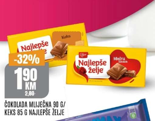 Čokolada mliječna 90 g / Keks 85 g Najlepše želje