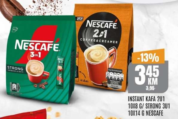 Instant kafa 2u1 10x8 g/ Strong 3u1 10x14 g Nescafe