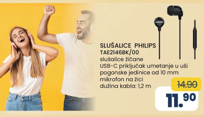 SLUŠALICE PHILIPS TAE2146BK/00