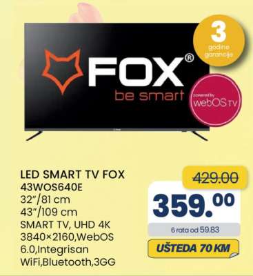 LED SMART TV FOX 43WOS640E