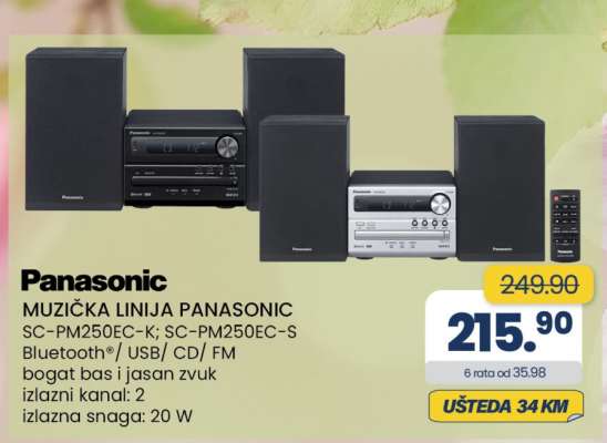 Panasonic MUZIČKA LINIJA PANASONIC SC-PM250EC-K; SC-PM250EC-S