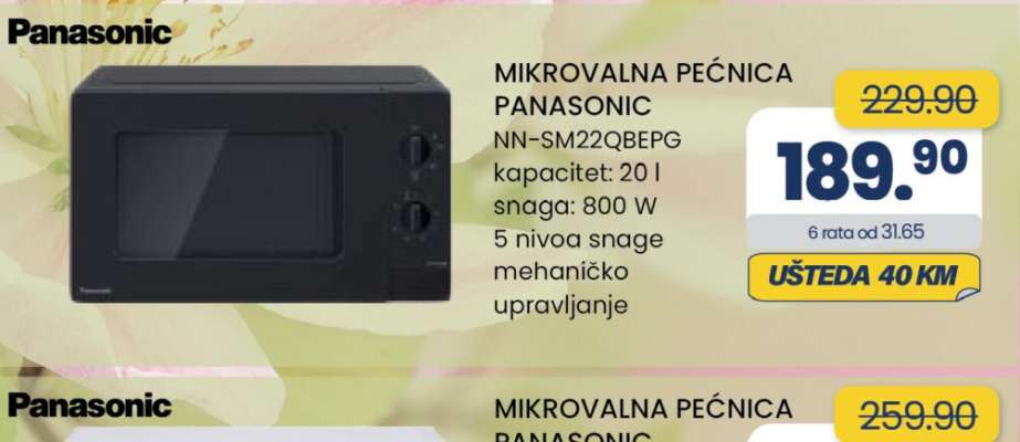 MIKROVALNA PEĆNICA PANASONIC NN-SM22QBEPG