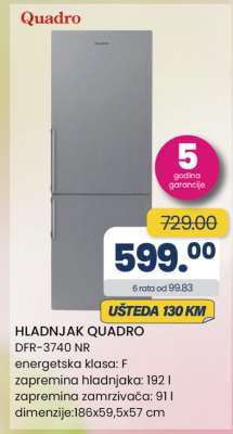 HLADNJAK QUADRO DFR-3740 NR