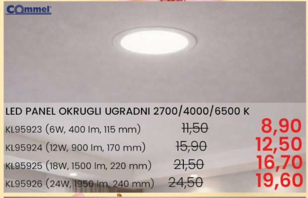 LED PANEL OKRUGLI UGRADNI 2700/4000/6500 K KL95923