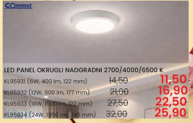 LED PANEL OKRUGLI NADGRADNI 2700/4000/6500 K KL95931