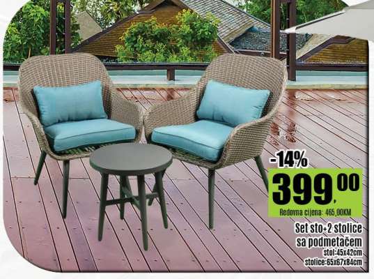 Set sto+2 stolice sa podmetačem