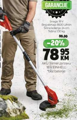 AKU Trimer za travu 18 V EINHELL
