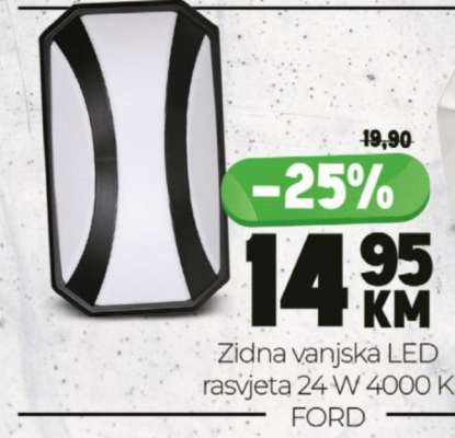 Zidna vanjska LED rasvjeta 24 W 4000 K FORD