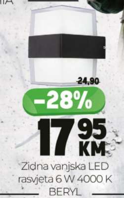 Zidna vanjska LED rasvjeta 6 W 4000 K BERYL