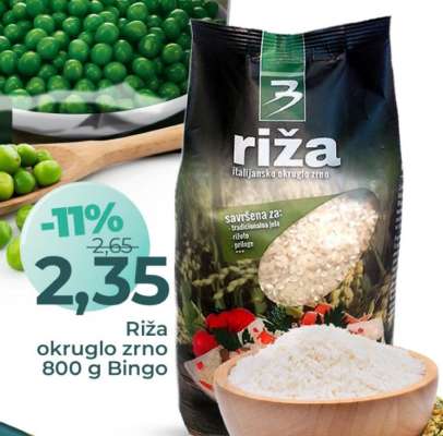 Riža okruglo zrno 800 g, Bingo