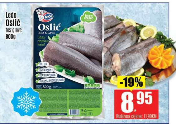 Ledo Oslić bez glave 800g