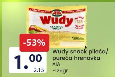 Wudy snack pileća/pureća hrenovka
