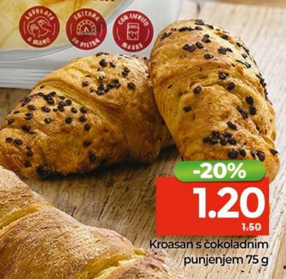 Kroasan s čokoladnim punjenjem 75 g