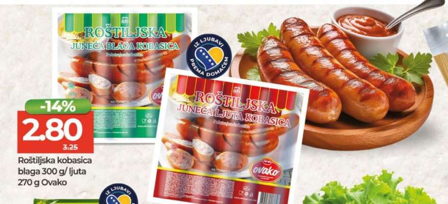 Roštiljska kobasica blaga / ljuta