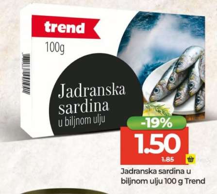 Jadranska sardina u biljnom ulju 100 g Trend