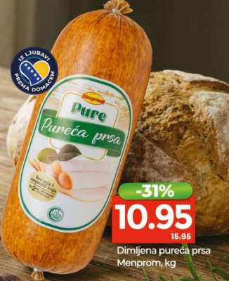 Dimljena pureća prsa Menprom, kg