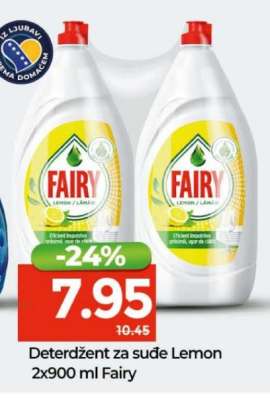 Deterdžent za sude Lemon 2x900 ml, Fairy