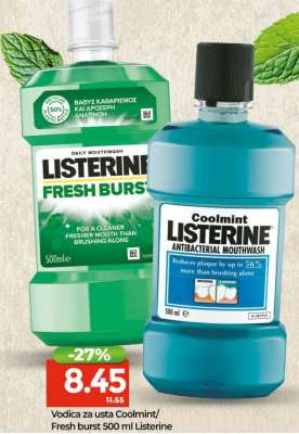 Vodica za usta Coolmint/Fresh burst 500 ml Listerine