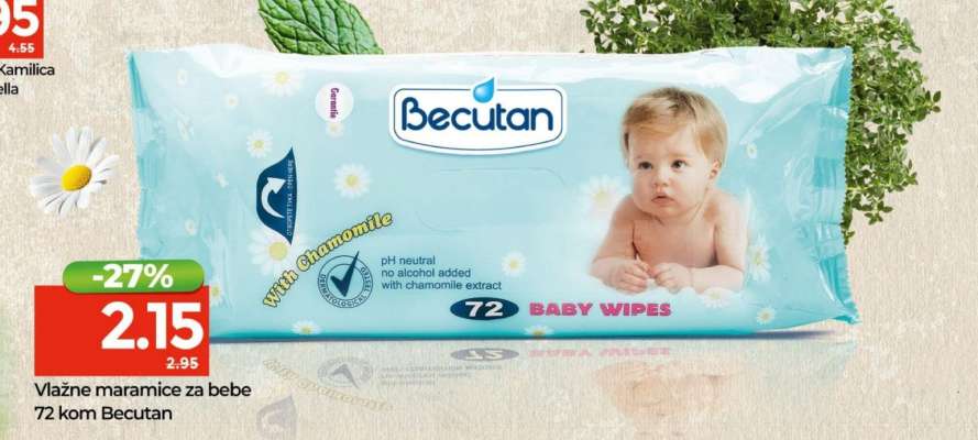 Vlažne maramice za bebe 72 kom Becutan