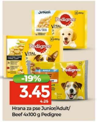Hrana za pse Junior/Adult/Beef 4x100 g Pedigree