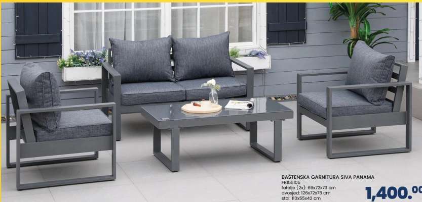 BAŠTENSKA GARNITURA SIVA PANAMA