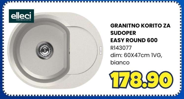 GRANITNO KORITO ZA SUDOPER EASY ROUND 600