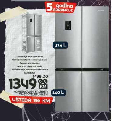KOMBINOVANI FRIŽIDER TF-620 TELEFUNKEN