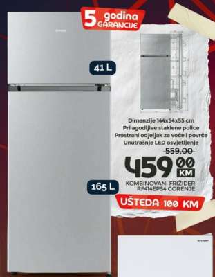 KOMBINOVANI FRIŽIDER RF414EP5A GORENJE