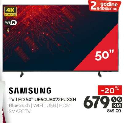 SAMSUNG TV LED 50” UE50U8072FUXXH