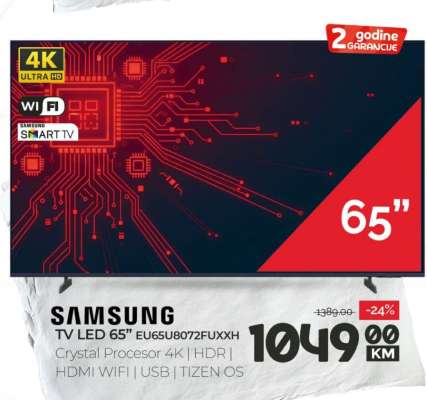 SAMSUNG TV LED 65” EU65U8072FUXXH