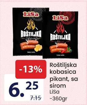 Roštiljska kobasica pikant, sa sirom