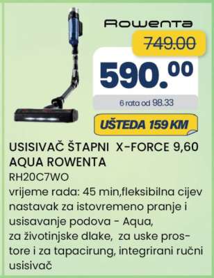 USISIVAČ ŠTAPNI X-FORCE 9,60 AQUA ROWENTA