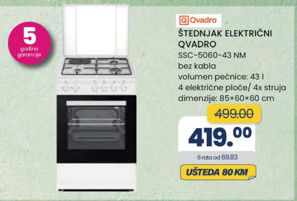 ŠTEDNJAK ELEKTRIČNI QVADRO