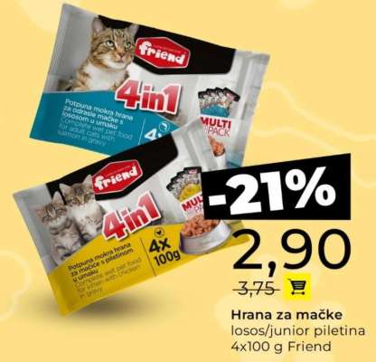 Hrana za mačke losos/junior piletina 4x100 g Friend