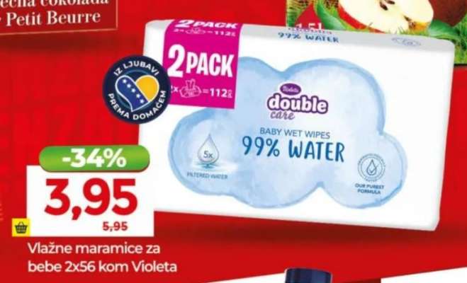 Vlažne maramice za bebe 2x56 kom Violeta