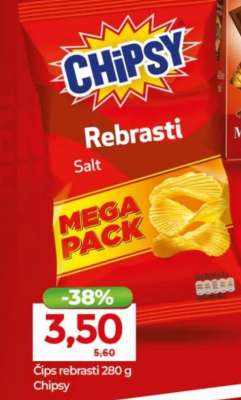 Čips rebrasti 280 g Chipsy