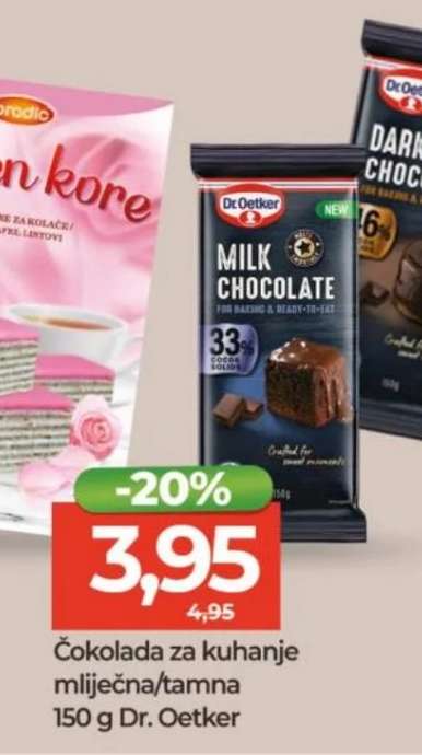 Čokolada za kuhanje mliječna/tamna 150 g Dr. Oetker