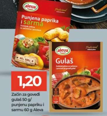 Začin za goveđi gulaš 50 g/punjenu papriku i sarmu 60 g Aleva