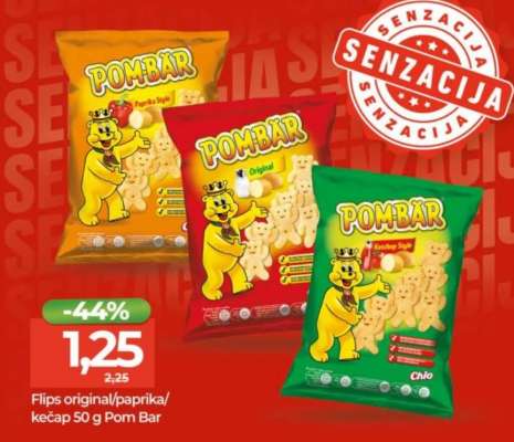 Flips original/paprika/kečap 50 g Pom Bar
