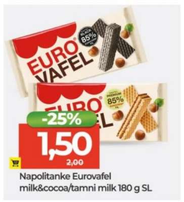 Napolitanke Eurovafel milk&cocoa/tamni milk 180 g SL