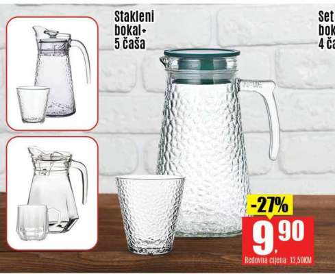Stakleni bokal + 5 čaša