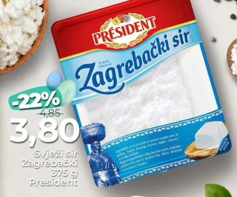 Svježi sir Zagrebački 375 g President