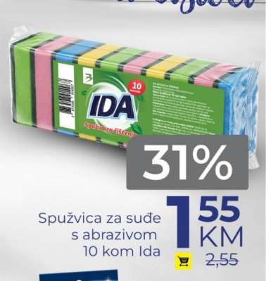 Spužvica za suđe s abrazivom 10 kom Ida