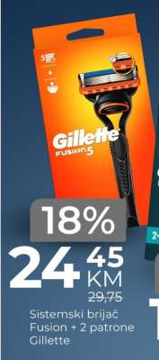 Sistemski brijač Fusion + 2 patrone Gillette