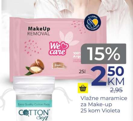 Vlažne maramice za Make-up 25 kom Violeta